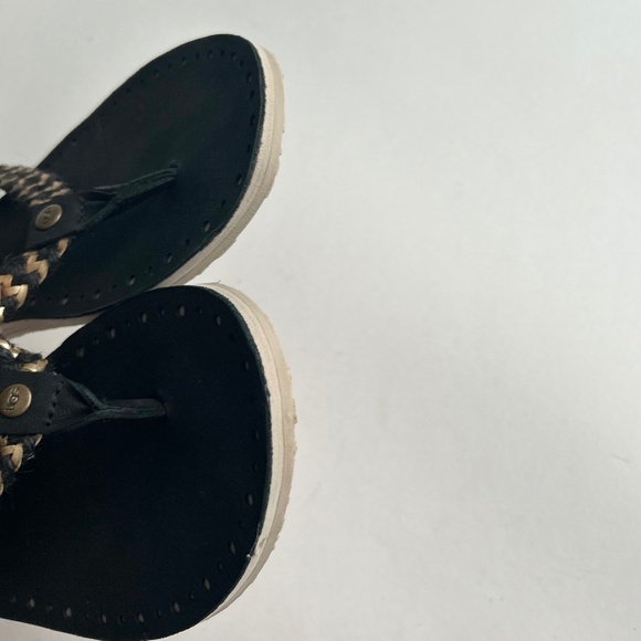 UGG Black Gold Textile Leather Rubber Outsole Flip Flops size 10 - Picture 11 of 14